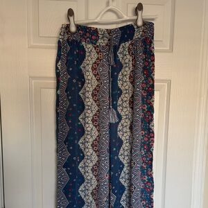 Mudd Wide Leg Pants in Navy Blue Multi-Print